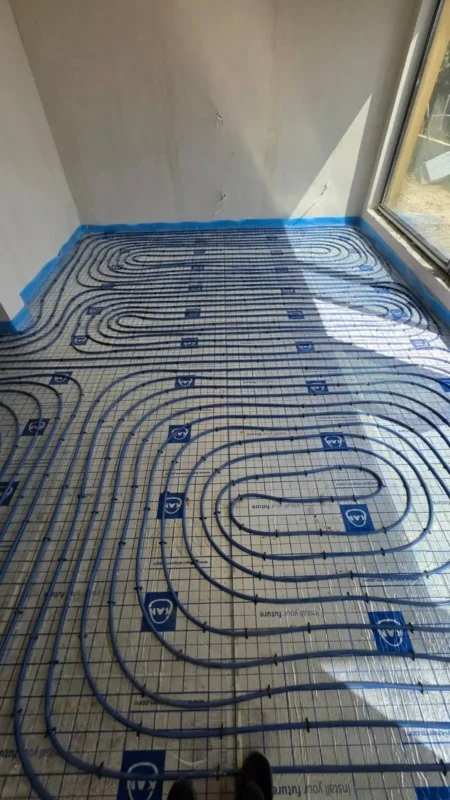 blue tubes installed on the floor