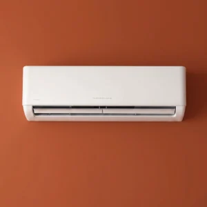 AC unit on a brown/orange wall